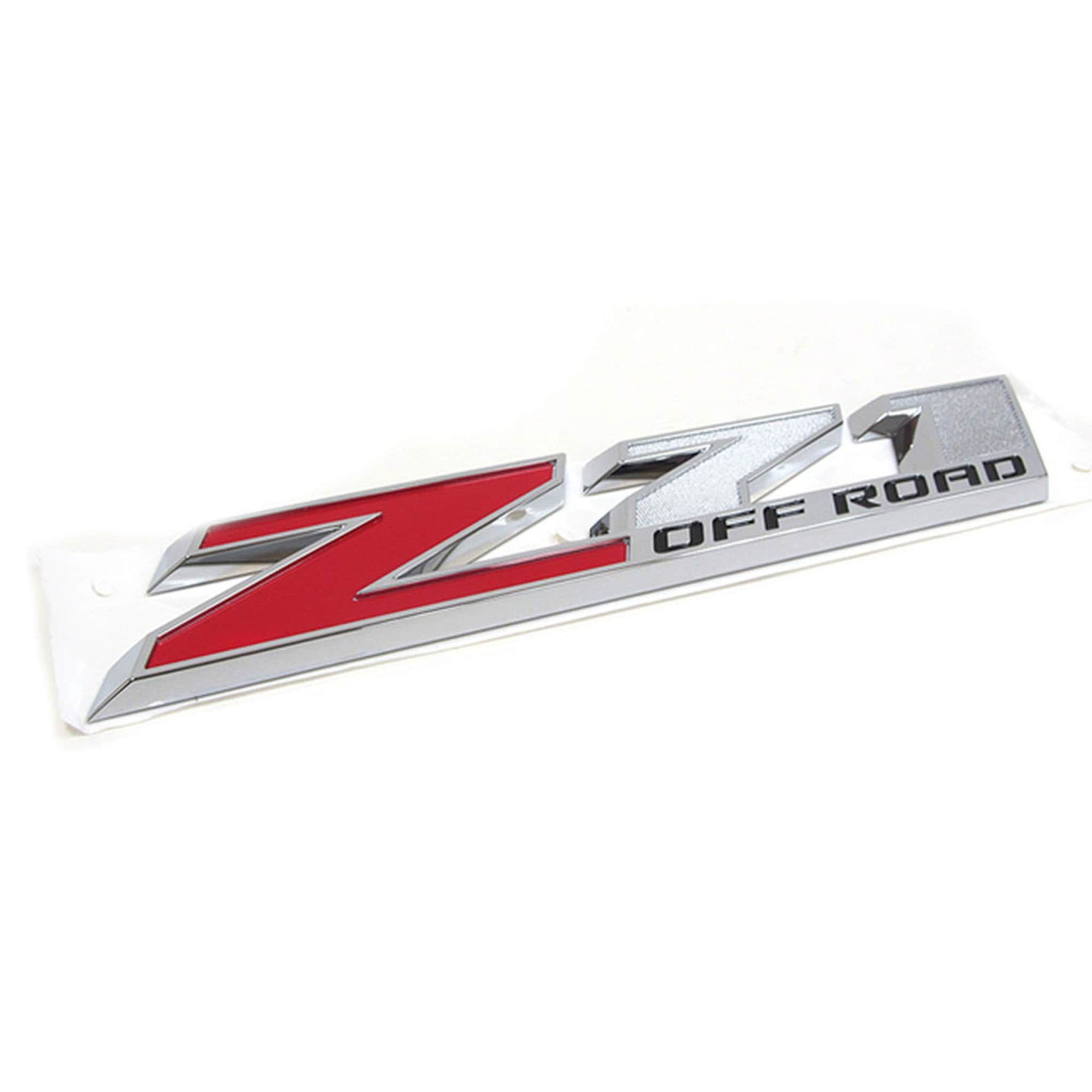 Z71 Off-Road Rear Door Emblem Badge Set – Red & Chrome, Zinc Alloy, For Chevy Silverado 2014-2018