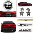 OEM E Logo GT AWD Stinger Emblem Set + 19" Wheel Cap Set for Kia Stinger 17-18