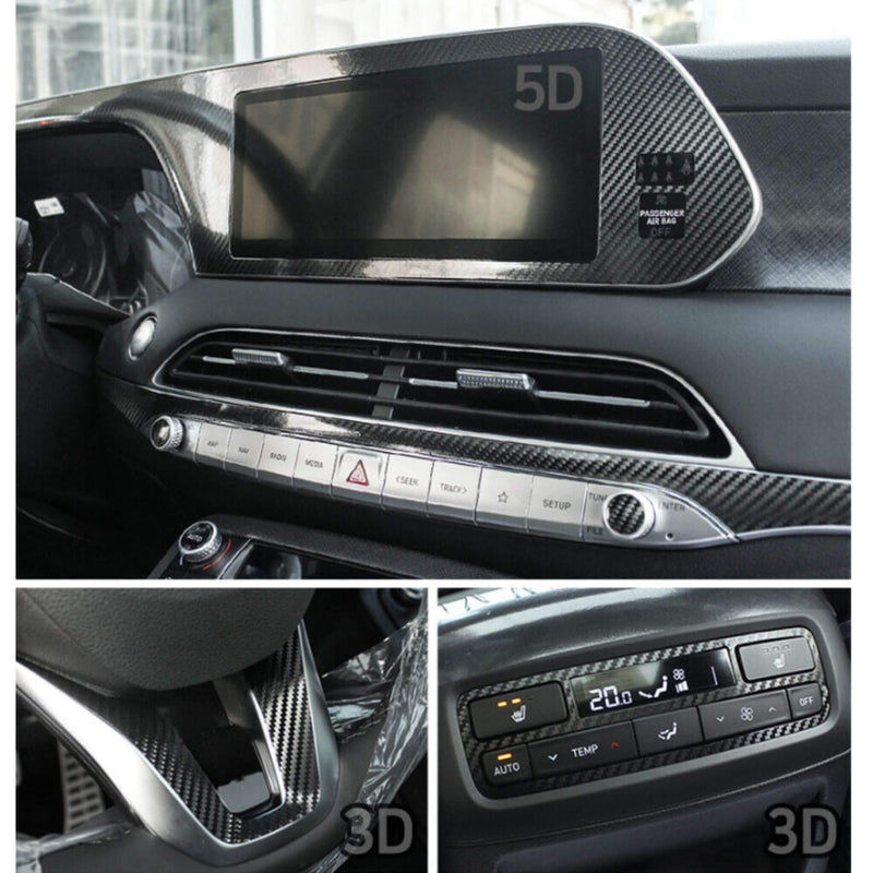 Interior Carbon Trim Sticker Navigation Center for Hyundai Palisade (3 Pcs Set)