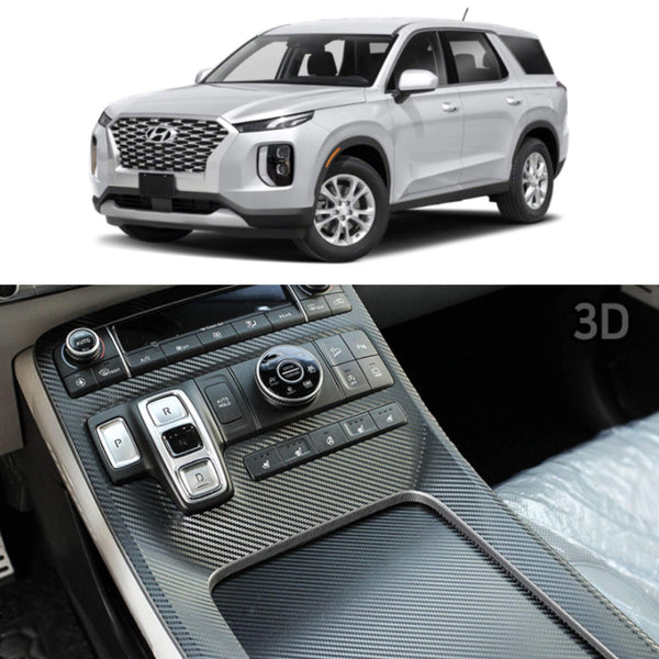 New Interior Carbon Trim Sticker Gear Panel for Hyundai Palisade 2019+ 2 Pcs Set