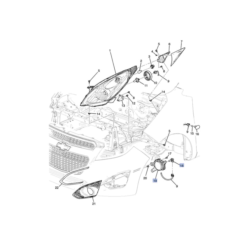 Lámpara de luz de conducción antiniebla GM OEM DERECHA (RH) para CHEVROLET Spark 2013 - 2015 
