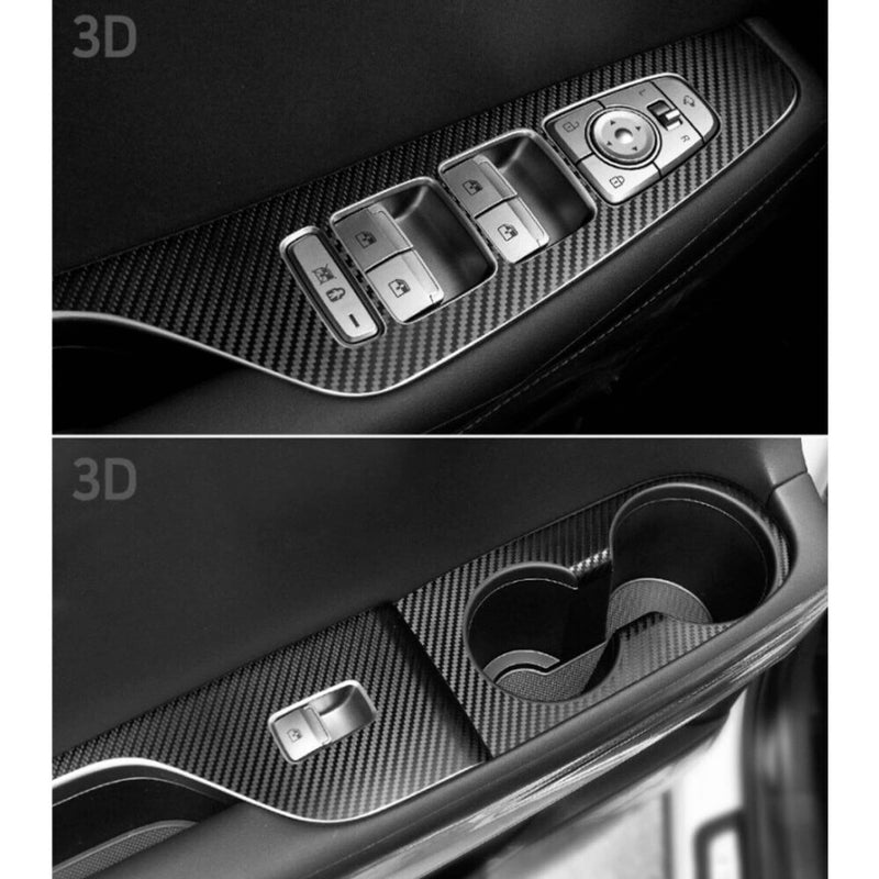 Calcomanía interior de carbono para interruptor de ventana para Hyundai Palisade 19~ (juego de 6 piezas)