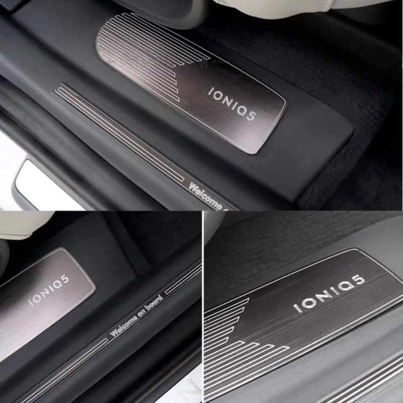 Juego de 6 piezas de moldura de afinación de aluminio para desgaste de escalones de puertas interiores para Hyundai Ioniq5 2022