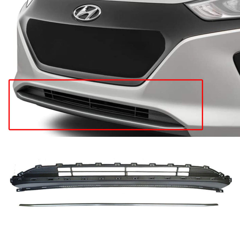 Genuine Front Bumper Lower Grille + Silver Molding Set for Hyundai Ioniq 17-19