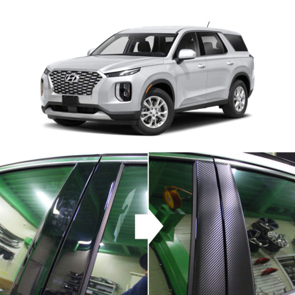 New Interior Carbon Trim Sticker B Pillar for Hyundai Palisade 2019+ (8 Pcs Set)
