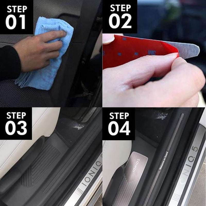 Juego de 6 piezas de moldura de afinación de aluminio para desgaste de escalones de puertas interiores para Hyundai Ioniq5 2022