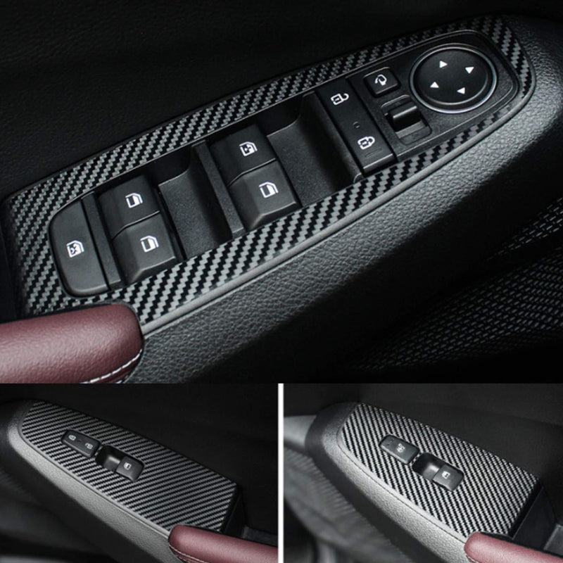 New Interior Carbon Trim Sticker Window Switch for Kia Seltos 2019+ (6Pcs Set)