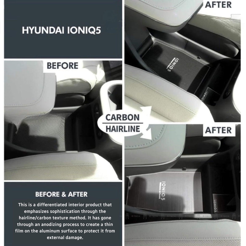 Nueva caja de consola interior, moldeado de afinación de aluminio, antiarañazos para Hyundai Ioniq5