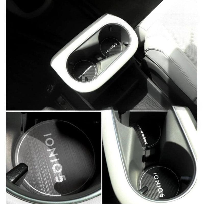Almohadilla interior para portavasos, moldura de afinación de aluminio, antiarañazos para Hyundai Ioniq5