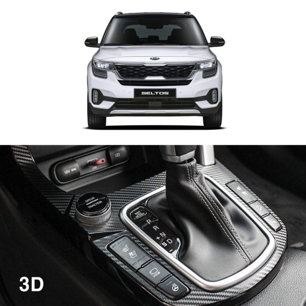 New Interior Carbon Trim Sticker Decal Gear Panel for Kia Seltos 2019+