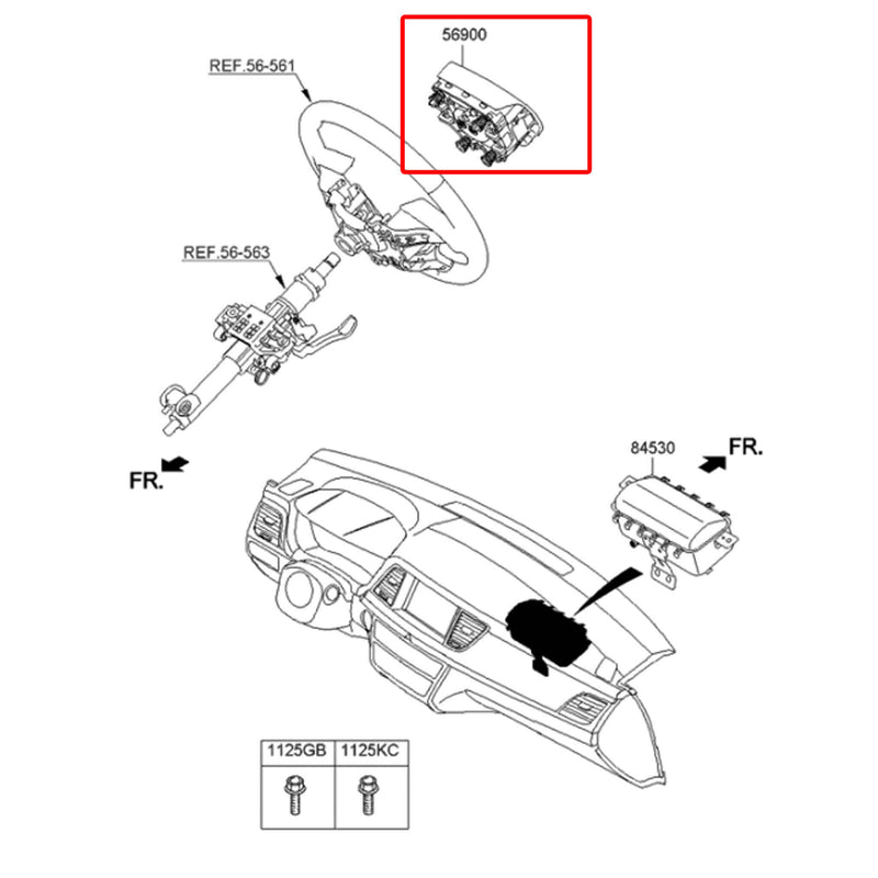Genuine OEM Steering Wheel Airbag Module Assy 56900-B1100-RRY for Hyundai Genesis 2014-2016