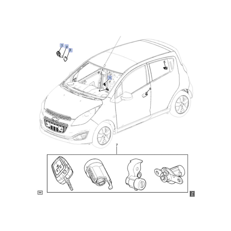 Llave plegable de control remoto de puerta OEM GM para Chevrolet Spark 2014+ 