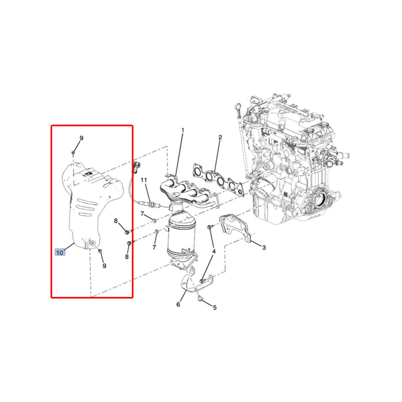 GM OEM Chevrolet 1.2L-L4 Protector térmico de escape múltiple