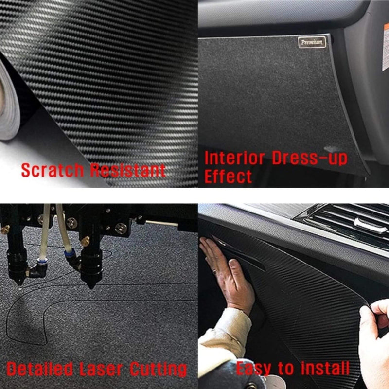 Calcomanía interior guantera cubierta fieltro carbono antiarañazos negro para Hyundai Ioniq5