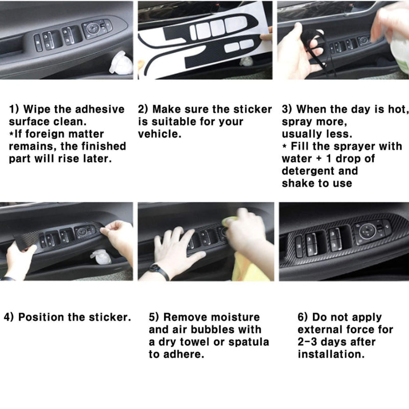 Adhesivo interior de carbono para interruptor de ventana para Hyundai Elantra 2020 (juego de 4 piezas)
