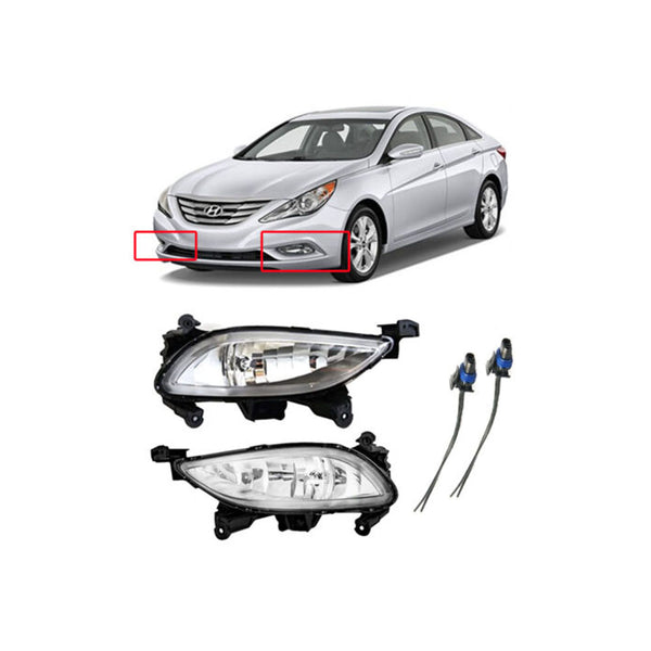 OEM Front Fog Light Lamp LH+RH+Connector Full Set for Hyundai Sonata YF 10-14