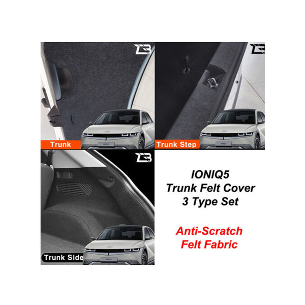Paquete de 3 tipos de cubierta de fieltro para maletero, interior antiarañazos para Hyundai Ioniq5