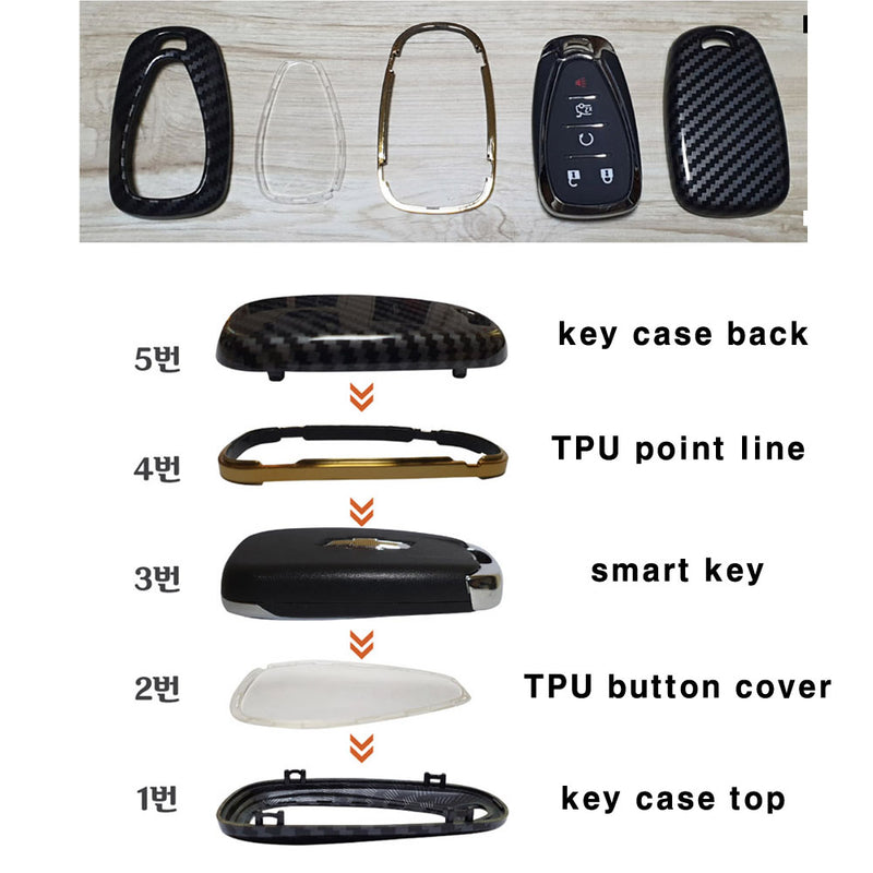 Fit Chevrolet Carbon Fiber Key TPU Case Cover for GM The Next Spark/All New Malibu/Trailblazer/Equinox
