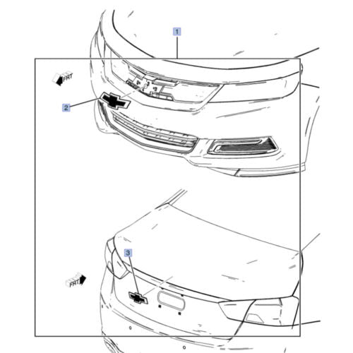GM parrilla de parachoques delantero y emblema de maletero 2p Set 84690306 para Chevrolet Impala 19-20