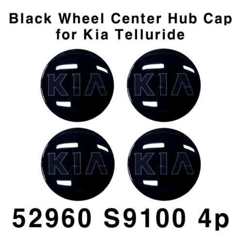 52960S9100 4p Set BLACK Wheel Center Hub Cap for Kia Sportage Telluride 20-22