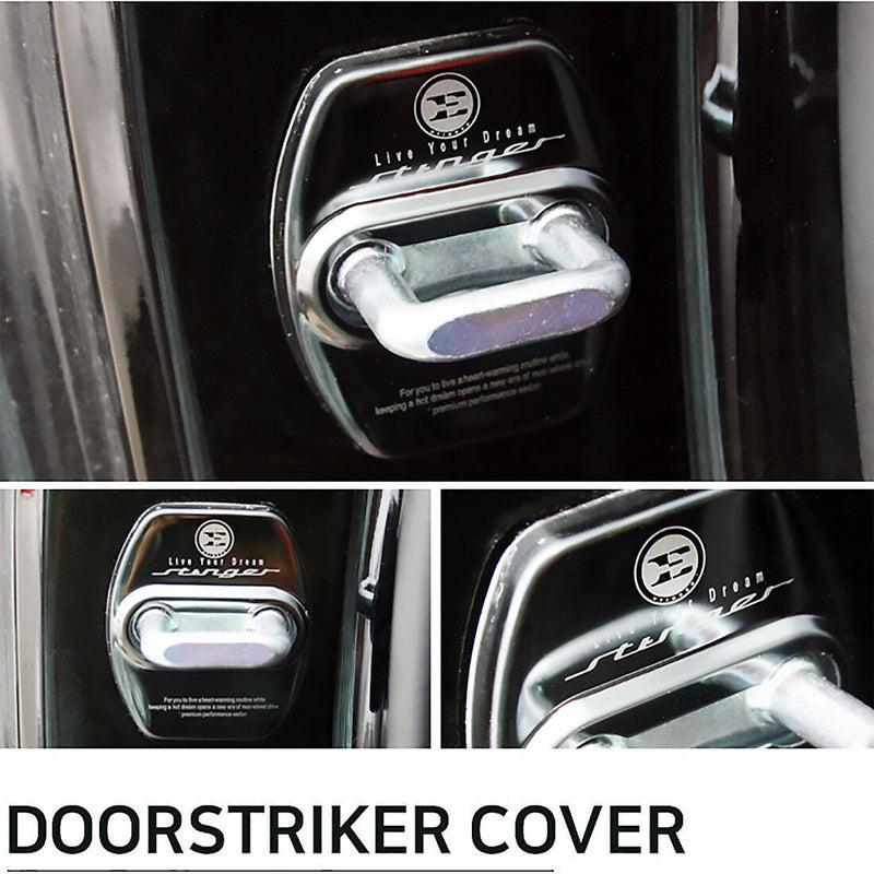 New Stainless Steel Stinger Door Striker Cover 4pcs for Kia Stinger 17-18 BLACK