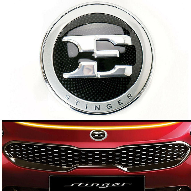 OEM E Logo GT AWD Stinger Emblem Set + 19" Wheel Cap Set for Kia Stinger 17-18