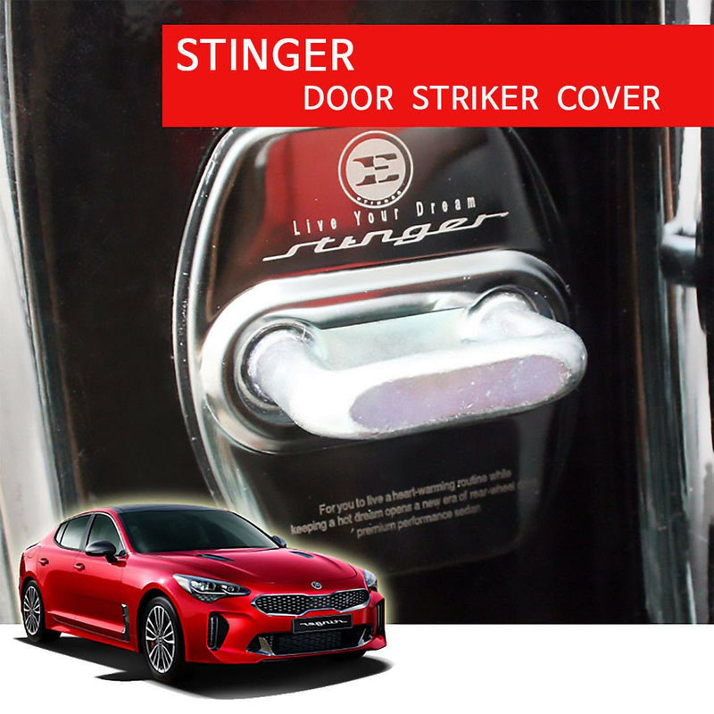 New Stainless Steel Stinger Door Striker Cover 4pcs for Kia Stinger 17-18 SILVER
