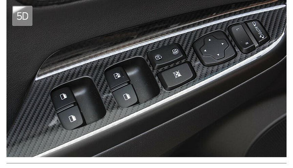 Nuevo juego de interruptores de ventana de pegatina de ajuste de carbono Interior para Hyundai Kona 2018 ~
