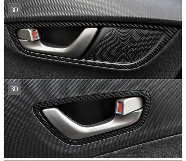 Nuevo juego de captura de puerta de pegatina de ajuste de carbono Interior para Hyundai Kona 2018 ~