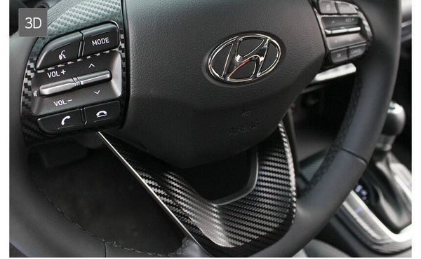 Nuevo juego de volante de pegatina de ajuste de carbono Interior para Hyundai Kona 2018 ~