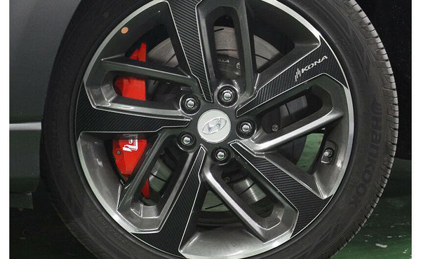 Nuevo juego de pegatinas interiores de carbono para llantas de 18" para Hyundai Kona 2018~