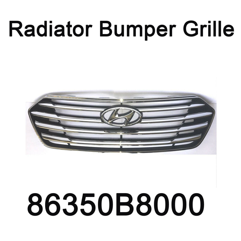 Genuine Radiator Bumper Grille Chrome Oem With Emblem For Hyundai Santa Fe 13-16