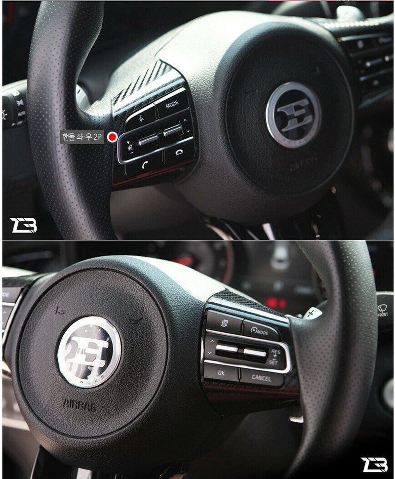 New Interior Carbon Sticker Steering Wheel & Vent for KIA Stinger 17~20 (4 Pcs)