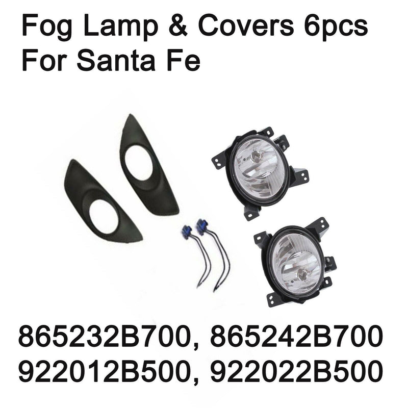 Genuine Fog Light Lamp, Cover & Connector LH RH  6pcs For Hyundai Santa Fe 10-12