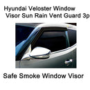 Safe Smoke Window Visor Sun Rain Vent Guard 3 Pcs Set for Hyundai Veloster 11-18