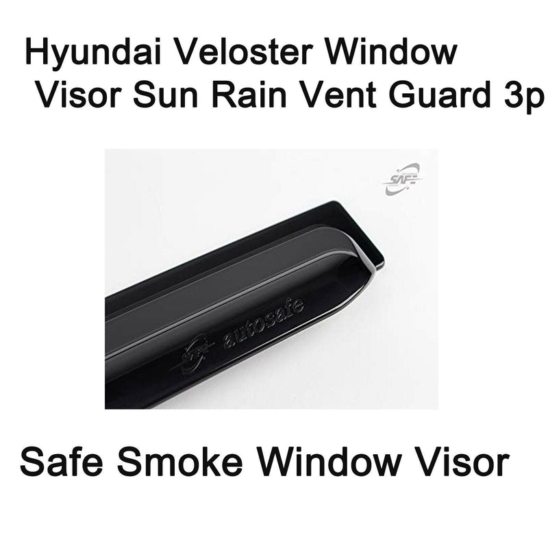 Safe Smoke Window Visor Sun Rain Vent Guard 3 piezas Set para Hyundai Veloster 11-18