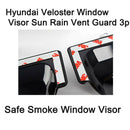 Safe Smoke Window Visor Sun Rain Vent Guard 3 Pcs Set for Hyundai Veloster 11-18