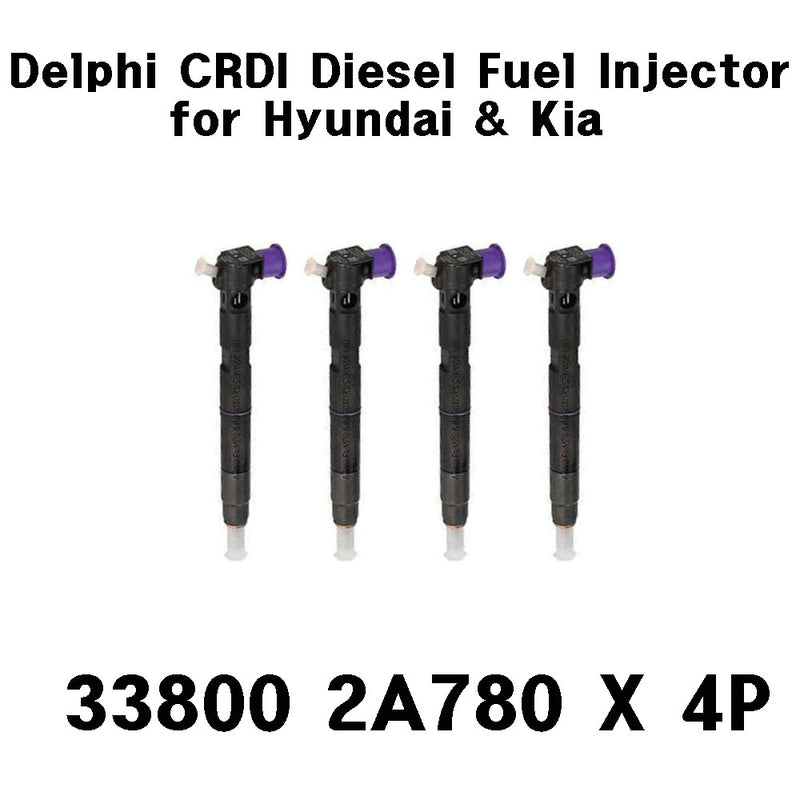 NEW Delphi CRDI Diesel Fuel Injector 33800-2A780 4p set for Hyundai i20 / Kia Rio 2012