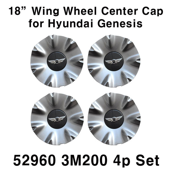 OEM 529603M200 18" Wing Wheel Center Hub Cap 4p Set for Hyundai Genesis 09-13