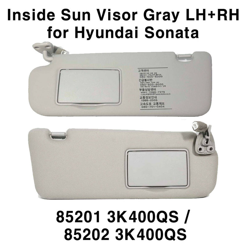 Express Sun Visor Interior Gris Izquierda + Derecha 2P Set para Hyundai Sonata 2006-2010