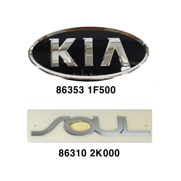 Conjunto de placa de identificación delantera + trasera genuina, emblema de letras Soul para Kia Soul 2010-2016