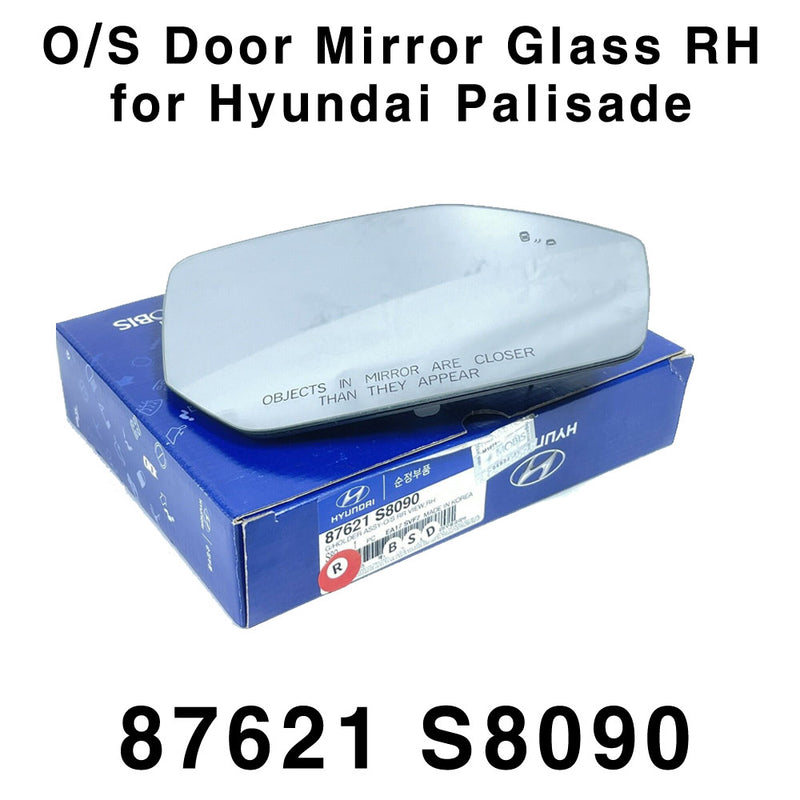 Vidrio del espejo retrovisor de la puerta del lado del pasajero del OEM 87621S8090 Hyundai Palisade 20-21