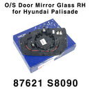 Vidrio del espejo retrovisor de la puerta del lado del pasajero del OEM 87621S8090 Hyundai Palisade 20-21