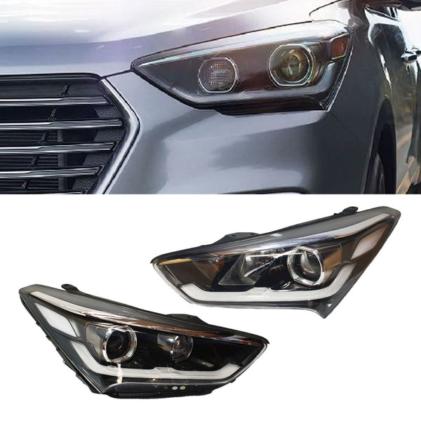 Genuine OEM Front Head Light Lamp LH RH 2p Set for Hyundai Santa Fe XL 2014-2018