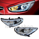 Genuine LED Projection Head Light Lamp Assy LH+RH Set for Accent Solaris 11-15