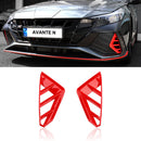 Glossy Point Front Bumper Air Holl Cover 2P Red Carbon for Hyundai Elantra N 22