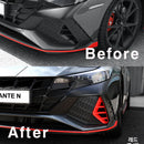 Glossy Point Front Bumper Air Holl Cover 2P Red Carbon for Hyundai Elantra N 22