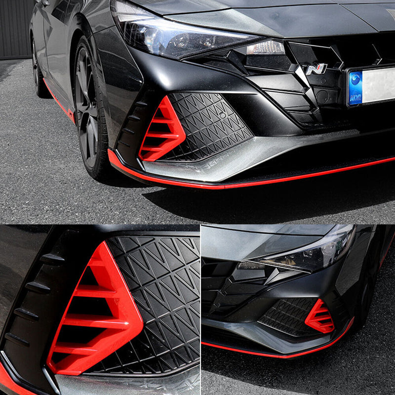 Glossy Point Front Bumper Air Holl Cover 2P Red Carbon for Hyundai Elantra N 22