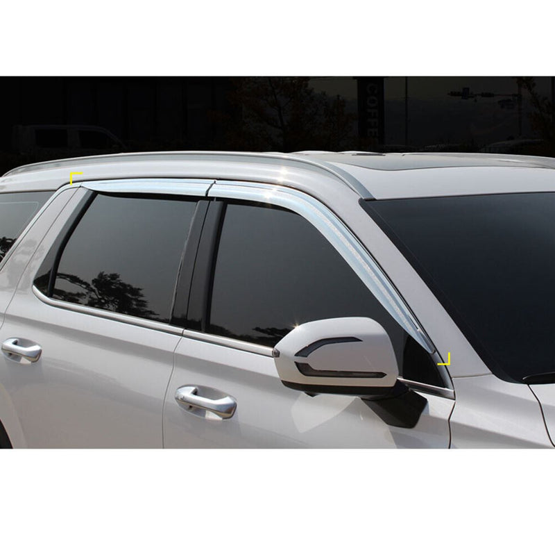 Chrome Window Vent Visor Rain Guard Deflector 4P D221 for Hyundai Palisade 20-22