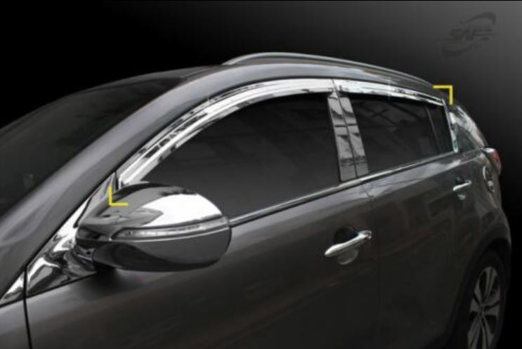 Chrome Window Vent Visor Rain Guard 4PCS Set K716 for Kia Sportage R 2011-2016